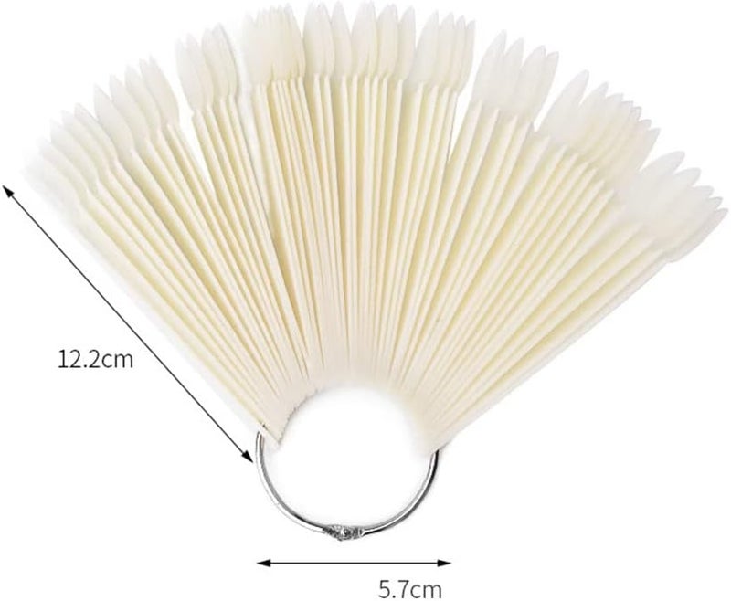 woobles False Nail Swatch Sticks,50Pcs Fan Shaped Round Head Nail Polish Palettes Color Display Card Nail Practice Tools,Transparent Nail Art Polish Display Tips for Nail Art Polish Display(#1) - Image 2